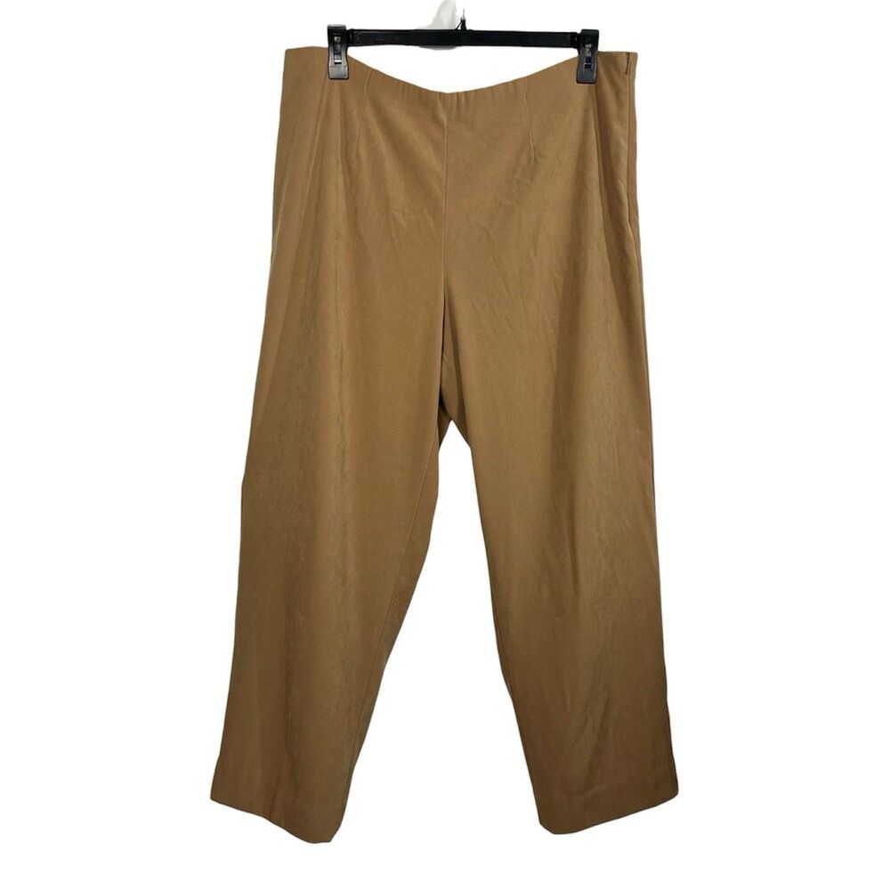 Coldwater Creek Pants Plus Size 18W Khaki Flat Front Zip Stretch Trousers Slacks
